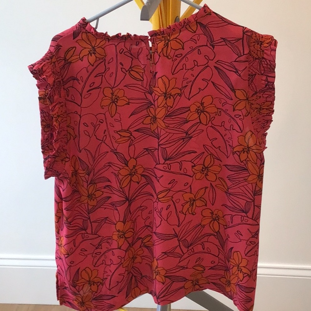 DR2 Pink Flutter Sleeve Ruffled Blouse - Picture 3 of 5